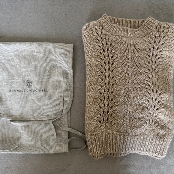 Brunello Cucinelli Cashmere Sequined Cropped Sweater XS - Picture 10 of 13